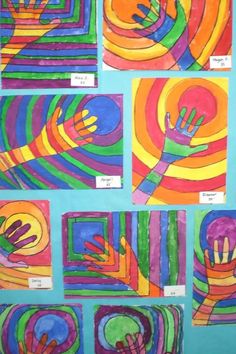 art project for children with colorful hand prints