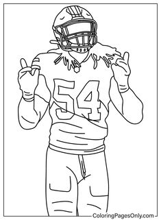 a football player with the number 54 on his uniform coloring pages for kids and adults