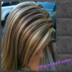 Tri Color Hair Highlights, Tri Color Hair Ideas, Chunky Low Lights On Blonde Hair, Chunky Highlights And Lowlights, Tri Color Hair, Highlights 2024, Highlights Inspiration, Heavy Highlights, Highlight Colors