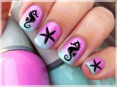 Idée nail art étécouleurs pastel, motifs géométriques, tribaux Beach Nail Art Designs, Tropical Nail Art, Beach Nail Art, Beach Nail Designs, Unghie Nail Art, Summer Nails Beach, Tropical Nails, Vacation Nails