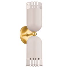 a white and gold light fixture on a wall