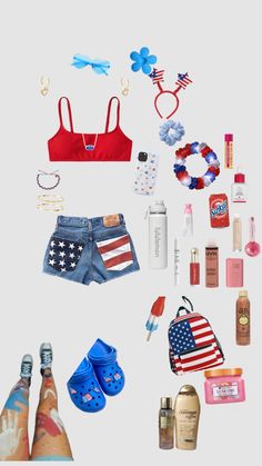 #july4#dayfit Preppy School Supplies, Leg Painting, Jean Short Outfits, Preppy School, Preppy Clothes, Shorts Outfits, Cute Preppy Outfits