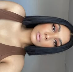 Baddie Short Hair, Short Black Hair Shoulder Length, Black Hair Bob Haircut, Short Bob Black Hair, Dark Hair Bob, Short Sleek Bob, Black Short Straight Hair