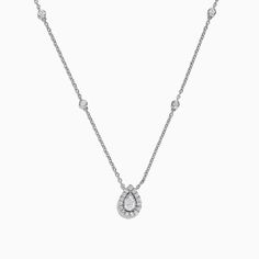 Effy Pave Classica 14K White Gold Diamond Pear Shaped Necklace, 0.38 TCW Diamond Necklace Tiffany, Small Diamond Necklace, Single Diamond Necklace, Uncut Diamond Necklace, Diamond Necklace Simple, Diamond Drop Pendant, Sapphire And Diamond Band, White Gold Diamond Band, Floating Diamond Necklace