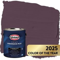 a purple paint with the words, color of the year 2055 in gold on it