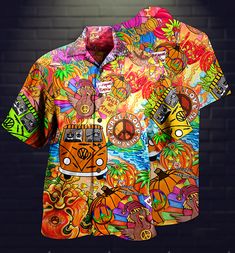 The best hawaiian shirts for men, hawaiian shirt for women and kids are available, designed just for you. Fabric: four-way stretch (95% polyester and 5% spandex) Regular fit Fabric Weight: 120 g/m². Care Instruction: Machine washes cold with similar colors, do not bleach, tumble dry low, do not iron, and do not dry clean. Reliable quality Refreshing and breathable, comfortable material, No DISCOLORATION after long washing. Hight Quality Fabric High quality fabric is soft and comfortable, and its Flower Power Outfit, Power Outfit, Hawaii Shirts, Hippie Halloween, Halloween 3d, Tropical Shirts, Beach Casual, Summer Gift, Mens Hawaiian Shirts