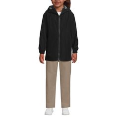 Ready for chilly, rainy days! This rain jacket is made with a durable, water-resistant shell to save a rainy day. Casual Black Raincoat For Rainy Season, Casual Black Raincoat, Fall School Outerwear With Adjustable Hood, Fall Outerwear With Adjustable Hood For School, Casual Black Weatherproof Raincoat, Hooded Waterproof Outerwear For School, Casual Weatherproof Raincoat For Cold Weather, Hooded Winter Raincoat For School, Casual Nylon Raincoat For Cold Weather