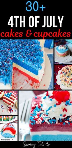 the fourth of july cakes and cupcakes are featured in this patriotic cake collage