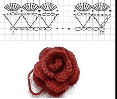 the diagram shows how to make a crochet rose