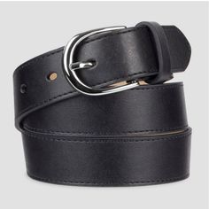 Pull Your Look Together With The Faux-Leather Belt From A New Day. In A Neutral Hue, This Medium-Width Belt Offers A Variety Of Styling Options To Your Look. Add To Jeans, A Blouse And Wedge Heels For A Polished Date Night Look, Or Wrap Around A Chambray Shirtdress With Knee- High Boots And Tights To Meet Your Friends For Brunch. Number Of Pieces: 1 Piece 1 Dimensions: 43 Inches (L) X 30 Millimeter (W) Sizing: Womens Piece 1 Material: 53% Polyurethane & 47% Leather Garment Details: Belt Loops Pi Kilt Belt, Double Buckle Belt, Womens Leather Belt, Leather Jeans, Jean Belts, Black Polish, Faux Leather Belts, Leather Belts, Black Faux Leather