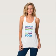 I Workout - Really Love Food Tank Top - cheap gifts diy cyo unique gift ideas Tank Tops Diy, Party Tank Top, Love Dance, Bridal Bachelorette Party, Belle Silhouette, Funny Tank Tops, Black Gifts, Hot Yoga, How To Pose