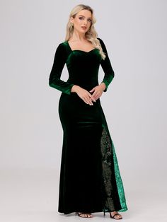 Dark_Green Bridesmaid Games, Dresses With Split, Dark Green Bridesmaid Dress, Bridesmaid Dresses Dusty Sage, Velvet Bridesmaid, Dress Satin Bridesmaid, Bridesmaid Dresses Satin, Long Sleeve Bridesmaid Dress, Floral Bridesmaid Dresses