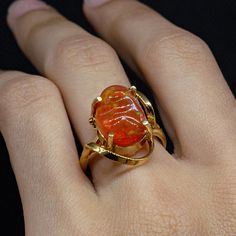 💎 Mexican Opal 14K Gold Ring - October Opal Engagement Ring ✨ Meet the Power of Fire Opal Gold Ring, your new go-to for adding that extra spark to your style! This stunning piece features a vibrant Mexican Fire Opal, beautifully nestled in a 14K gold setting, and handcrafted with love and care. Each ring is unique--just like you! 🌟 Key Features: 🏅 Premium 14K Solid Gold: Crafted with top-notch 14K solid gold, authenticated with a JR14kMX stamp, ensuring both quality and purity. 💍 Comfort Fit Collectible Gold Opal Ring With Gemstone, Collectible Gold Opal Gemstone Ring, Antique Yellow Gold Opal Ring Gift, Antique Yellow Gold Opal Ring, Gold Opal Ring With Oval Cabochon, Gold Opal Ring With Oval Cabochon Birthstone, Exquisite Yellow Gold Opal Ring Gift, Antique Oval Orange Jewelry, Orange Oval Antique Jewelry