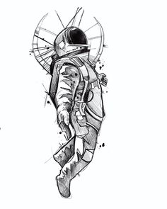 Space Tattoo Sleeve, Astronomy Tattoo, Astronaut Drawing, Astronaut Tattoo, Galaxy Tattoo, Creative Tattoo, Astronaut Art, Sketch Tattoo Design, Sketch Tattoo