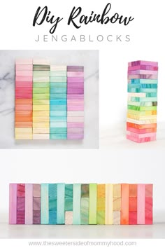 the diy rainbow pencils are made from wood and have been colored with different colors