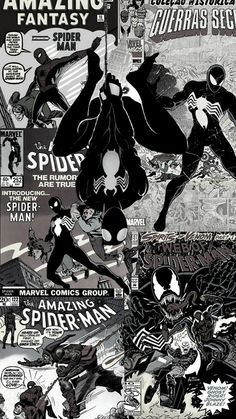 the amazing spider - man poster is shown in black and white