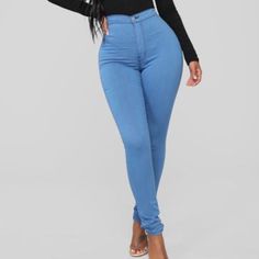 These Fashion Nova Aphrodite Periwinkle Blue High Waisted Skinny Jeans Are New With Tags In Excellent Condition With No Wear Signs Or Flaws. Style: 1166, Fiel-1122 Size: 3,9 Description: - High Rise - Fake Pockets - Skinny Leg - Machine Wash Cold - 98% Cotton 2% Spandex Measurements (Laying Flat): Waist: 11.5", 12" Hip: 16.5" 18" Rise: 11" 11.5" Inseam: 31.5" 31" Length:42" 42.5" Wmjn - 53 Trendy Blue Solid Color Bottoms, Outer Wear, Fashion Nova Jeans, Women Pants, 50 Fashion, High Waisted Denim, Colored Jeans, Denim Wash, Fashion Pants