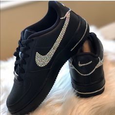 Brand New In Box Air Force Noir, Air Force 1 Noir, Zapatillas Nike Air Force, Tenis Air Force, Bling Nike Shoes, Nike Noir, Nike Custom, Zapatillas Nike Air, Tenis Nike Air