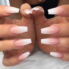 Faded Nails, Coffin Nails Ombre, Valentine Nails, Young Nails, Cute Acrylic Nail Designs, French Acrylic Nails, Disney Nails