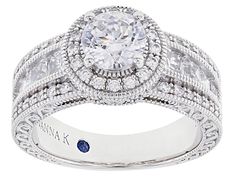 Vanna K™ for Bella Luce® white diamond simulant 3.71ctw round and square, Platineve™ Ring. Measures approximately 0.88"L x 0.44"W and is not sizeable. Each Vanna K™ design has a signature label that features a lab created sapphire. The diamond equivalent weight is 2.24ctw. Diamond Simulant, White Diamond, Cubic Zirconia, Sapphire, Lab, Engagement Rings, Square, Ring, White