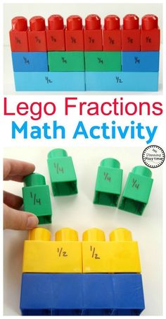 lego fractions math activity for kids to practice addition skills with the number and letter recognition