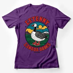 Vintage Style Canada Goose Graphic T-Shirt, Retro Canadian Wildlife Tee, Sun Mountains Nature Shirt Female T-Shirt Custom graphic T-Shirt.Customize your color Purple Graphic Crew Neck Top, Purple Crew Neck T-shirt With Front Print, Purple Graphic Print T-shirt Crew Neck, Purple Graphic Tee With Graphic Design, Purple Crew Neck T-shirt With Text Print, Purple Graphic Tee With Screen Print, Purple Crew Neck Shirt With Screen Print, Goose Graphic, Canadian Wildlife