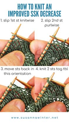 the instructions for how to knit an impposed skk with two knitting needles and one crochet hook