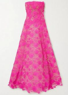 Oscar de la Renta Strapless Lace Gown Size 8 New With Tags Fuchsia | eBay Luxury Pink Evening Dress For Wedding, Luxury Pink Wedding Evening Dress, Luxury Pink Sleeveless Gown, Luxury Pink Evening Gown, Pink Luxury Gown For Wedding, Luxury Pink Prom Gown, Luxury Pink Floor-length Evening Dress, Glamorous Pink Gown For Spring, Glamorous Pink Cocktail Gown