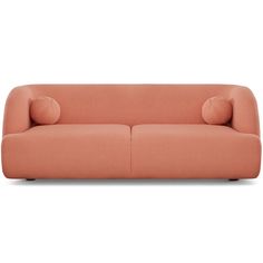 an orange couch with two pillows on it