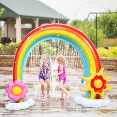 Need an ideal toy for upcoming hot summer? This rainbow water sprinkler will deliver a whole new fun time for exceptional coolness. It is designed with dense water outlets, which can spray water when connected with hose, so as to let kids enjoy summer water fun while no need to go to amusement park. And your family can spend a perfect time in the swimming pool, beach side, backyard lawn, etc. Meanwhile, quick inflation requires less time, and what you need to do is use an air pump to fill the ai Play Sprinklers, Rainbow Water, Yard Party, Water Sprinkler, Toddler Stuff, Outdoor Inflatables, Summer Toys, Ideal Toys, Sprinklers