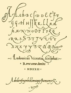 an old fashioned script with cursive writing on the bottom and upper letters in black ink