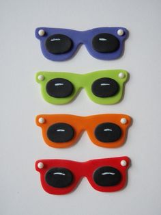 three pairs of sunglasses are shown in different colors