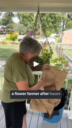 47K views · 10K reactions | After flower farming hours…

I will not lie, I am a terrible caretaker of containers. 

Because I also love having containers I’ve crafted a way to be realistically neglectful, yet have beautiful containers. 

My container tips:

🪴Large containers (like half whiskey barrel sizes)

🪴50/50 mix potting soil and compost

🪴Line wire baskets with a trash bag, cut holes

🪴Pack in large plants tight

🪴Place containers in afternoon shade

This method allows me to go days between watering and my containers thrive.

Flower farmers don’t have time to water containers,🤷‍♀️ with this method that don’t have to do it, much… | The Gardener's Workshop Canvas Planter Bags, Orchid Basket Diy Hanging Plants, How To Plant Hanging Flower Baskets, Pot & Planter Liners, Fair Garden, Patio Gardens, Shade Gardening, Planter Bags, Flower Farming