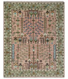 Pink, Olive and Beige Traditional Vintage Heriz Serapi Wool Rug – The Rug Decor Pink Area Rug Living Room, Rug Decor Living Room, Flower Rug, Dream Office, Pink Olive, Rug 9x12, Layered Rugs, Heriz Rugs, Big Rugs