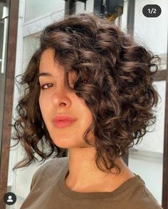 Wavy Bob With Face Framing Layers, Short Layered Shag Curly Hair, Curly Angled Bob Medium, Curly Aline Bob, Ladies Undercut Hairstyles, Chin Length Curly Bob Hairstyles, Short Hair Thick Wavy, Stacked Bob Haircut Curly, Short Curly Bob Hairstyles Messy Curls