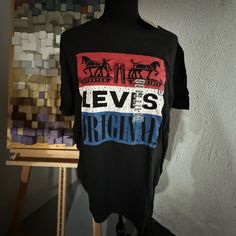 Levi’s T-Shirt Short Sleeves Black Size: M New! With Tags! Levi's Cotton Shirt With Graphic Print, Levi's Black Graphic Print Top, Levi's Black Short Sleeve T-shirt, Levi's Black Short Sleeve Tops, Levi's Black Casual T-shirt, Levis Shirt, Black Levis, Levis Men, Shirt Color