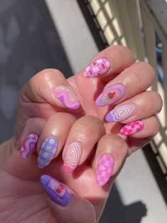 Hippie Nails, Really Cute Nails, Soft Nails, Kawaii Nails, Funky Nails, Short Acrylic Nails