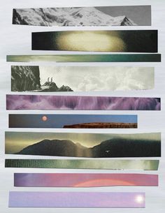 several different types of mountains are shown in this collage with the same colors and shapes