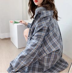 Long Sleeve Oversized Plaid Shirt – Tomscloth Plaid Shirts Women, Oversized Plaid Shirts, Flannel Blouse, 2023 Clothing, Plaid Shirt Women, Women Korean Fashion, Oversized Tops, Fashion Oversized, Plaid Shirts