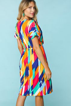 Haptics Geometric Surplice V Neck Short Sleeve Dress This adorable and fun pocketed dress is perfect for any spring summer event with vibrant geometric style pattern. Sports Team Apparel, Summer Clearance, Long Sleeve Outerwear, Summer Events, Team Apparel, End Of Summer, Short Sleeve Dress, Pocket Dress, Country Girls