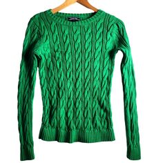 Lands End Kelly Green Cable Knit Sweater Womens Size Xs Euc Please See Photos For Tag Details And Measurements Euc - Like New Without Tags, Only Worn And Washed Once Green Cable Knit Sweater, Cable Knit Sweater Womens, Cable Knit Sweater, Kelly Green, Lands End, Crew Neck Sweater, Cable Knit, Neck Sweater, Knit Sweater