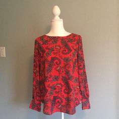 Nwt Red Paisley Blouse From Loft Size Xs. Excellent For Work Or To Dress Up A Pair Of Black Jeans. Smoke Free Pet Free Home. Red Long Sleeve Blouse With Paisley Print, Casual Red Tops With Paisley Print, Casual Red Paisley Print Top, Red Printed Tops For Work, Red Printed Tops For Workwear, Fall Paisley Print Tops For Work, Red Floral Print Top For Workwear, Red Floral Print Top For Work, Red Floral Print Tops For Work