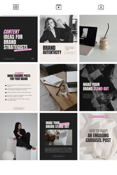 a collage of different images with the words content, brand and business on them