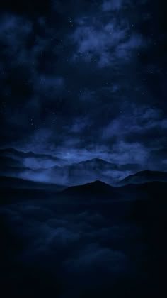 the night sky is full of stars and clouds, as well as some dark blue hues