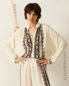 Summer Tunic, Halterneck Top, Summer Tunics, Halter Neck Top, French Seam, Border Print, A Stand, Soft Natural, Silk Twill