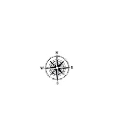 a black and white drawing of a compass