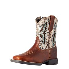 What all the cool kids are wearing. This pair combines fun prints and colors with our revolutionary VentTEK™ technology to keep feet comfortable on hot days. Our Easy Fit system makes it easier to get boots on/off and molds to their foot. Koel VentTEK Western Boot | Koel VentTEK Western Boots in Spiced Cider, Size: 8 K B / Medium by Ariat Kids Ariat Boots, Brand Rep Search, Western Embroidery, Spiced Cider, Square Toe Boots, Western Boot, Fashion Toys, Western Cowboy Boots, Mesh Panel