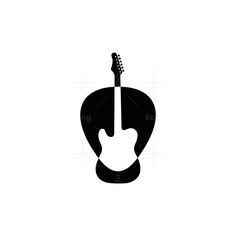 an electric guitar logo on a white background