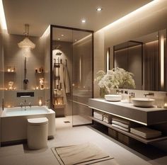 decoración de baño de lujo ideas para baños de lujo Creative Bathroom Design, Modern Luxury Bathroom, Serene Bathroom, Best Bathroom Designs, Apartment Bathroom, Bathroom Design Luxury, House Bathroom, Modern Bathroom Design