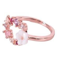 Opal Imitation Pearl Floral Open Circle Ring – Pineal Vision Jewelry Pink Flower Ring For Spring Wedding, Spring Wedding Pink Flower Ring, Elegant Pink Butterfly Ring, Elegant Pink Butterfly Ring For Wedding, Reinventing Yourself, Rose Gold Butterfly, Autumn Necklace, Stone Rose, Circle Ring